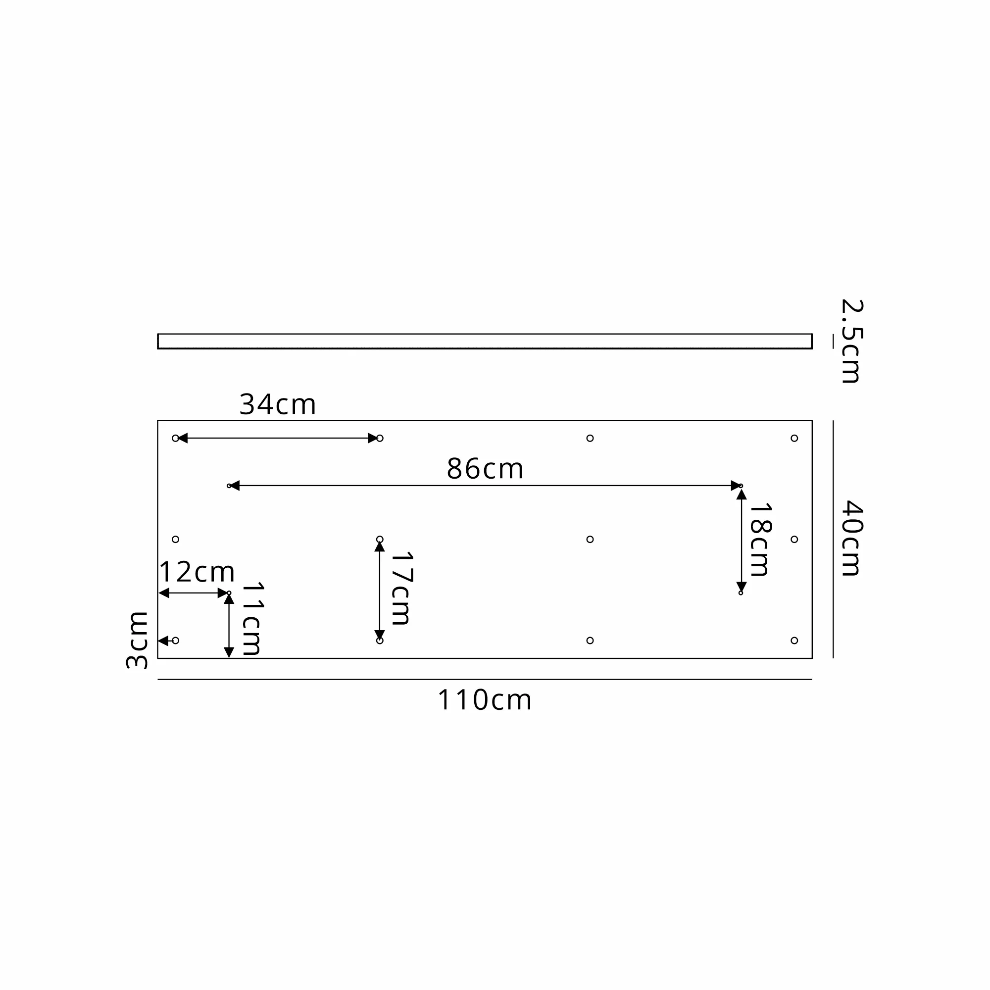 Hayes 12 Hole 1100mm x 400mm Linear Rectangle Ceiling Plate White D0889WH  Deco Hayes White